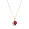 Thumbnail Image 2 of 7.0mm Lab-Created Ruby and 1/15 CT. T.W. Diamond Frame Pendant in Sterling Silver with 18K Gold Plate