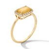 Thumbnail Image 2 of Sideways Emerald-Shaped Lab-Created Opal and White Lab-Created Sapphire Frame Ring in 10K Gold