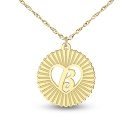 Initial Sunburst Scallop Disc Pendant (1 Initial)