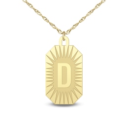 Engravable Initial Sunburst Elongated Octagon Pendant (1 Initial)
