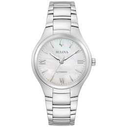 Ladies' Bulova Classic Automatic Watch with White Mother-of-Pearl Dial (Model: 96L301)