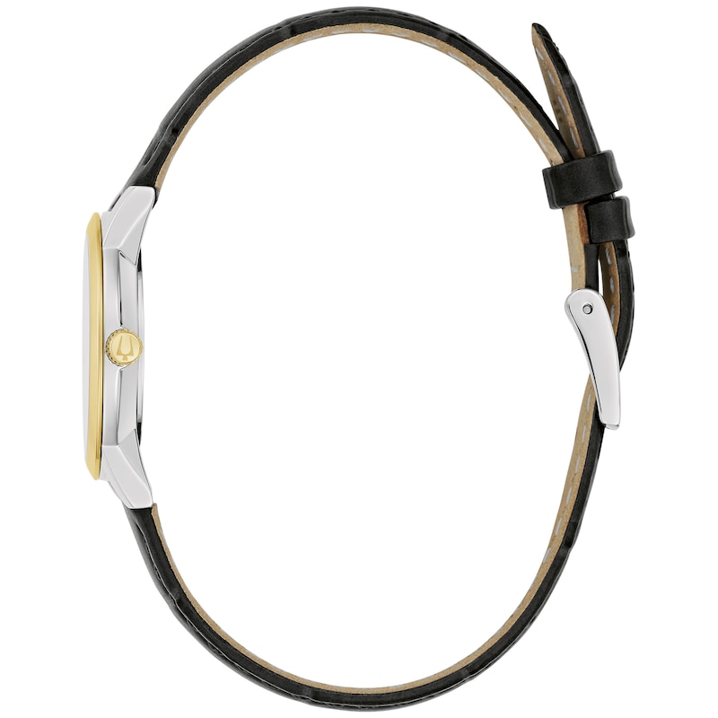 Main Image 2 of Ladies' Bulova Classic Sutton Diamond Accent Two-Tone Leather Strap Watch with Mother-of-Pearl Dial (Model: 98P225)