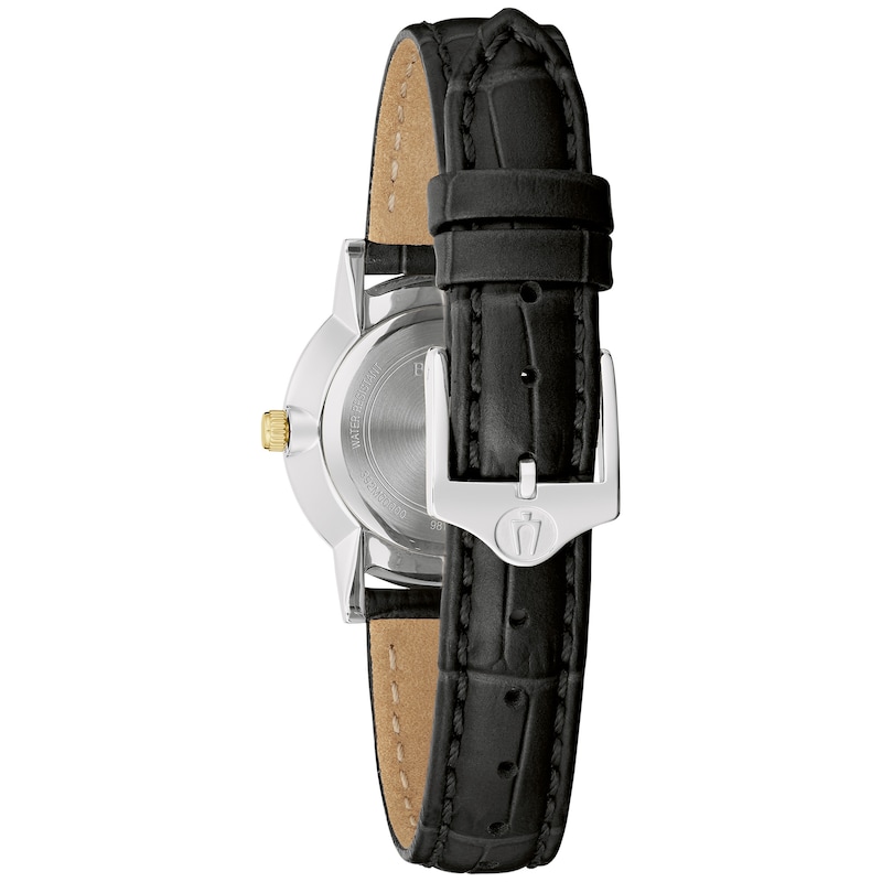 Main Image 3 of Ladies' Bulova Classic Sutton Diamond Accent Two-Tone Leather Strap Watch with Mother-of-Pearl Dial (Model: 98P225)
