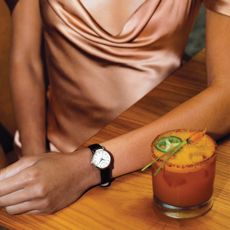 Main Image 4 of Ladies' Bulova Classic Sutton Diamond Accent Two-Tone Leather Strap Watch with Mother-of-Pearl Dial (Model: 98P225)