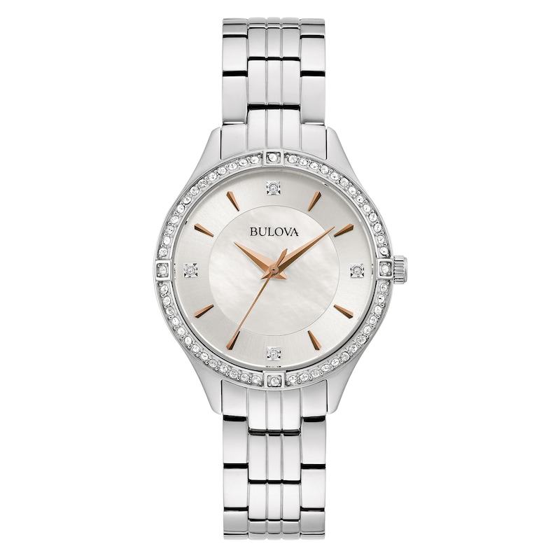 Main Image 1 of Ladies' Bulova Classic Crystal Accent Watch with White Mother-of-Pearl Dial (Model: 96L283)