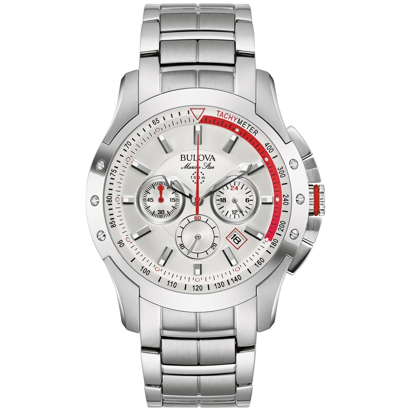 Main Image 1 of Men's Bulova Marine Star Chronograph Watch with Silver-Tone Dial (Model: 96B383)