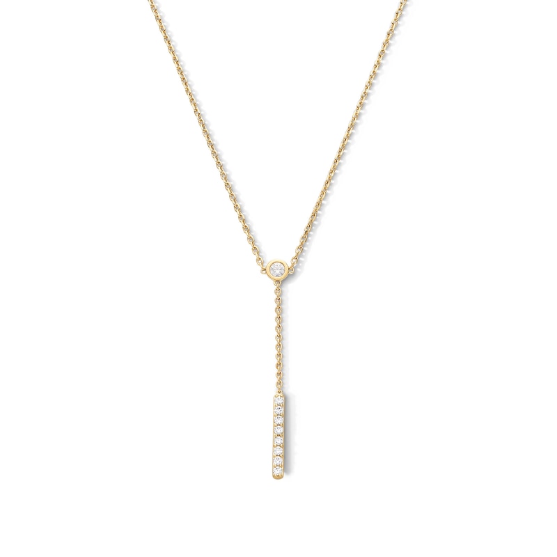 Main Image 1 of 1/3 CT. T.W. Certified Lab-Grown Diamond “Y” Necklace in Sterling Silver with 10K Gold Plate (F/VS2)