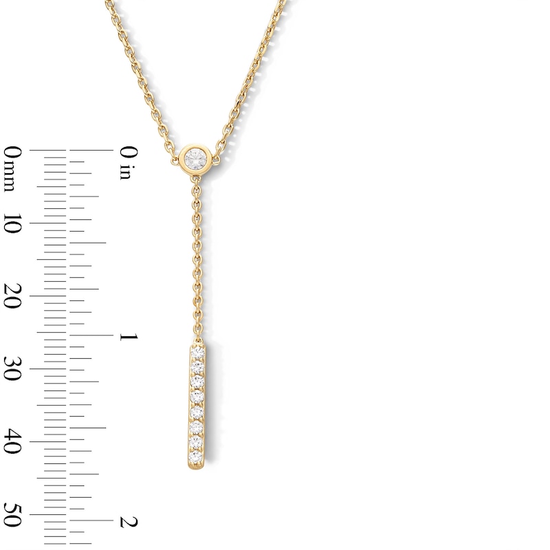 Main Image 2 of 1/3 CT. T.W. Certified Lab-Grown Diamond “Y” Necklace in Sterling Silver with 10K Gold Plate (F/VS2)