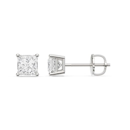 1 CT. T.W. Princess-Cut Certified Lab-Grown Diamond Solitaire Stud Earrings in 14K White Gold (F/VS2)