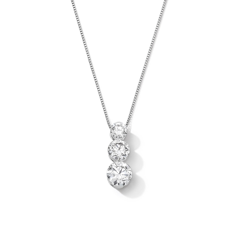 Main Image 1 of 2 CT. T.W. Certified Lab-Grown Diamond Graduated Three Stone Drop Pendant in 10K White Gold (F/VS2)