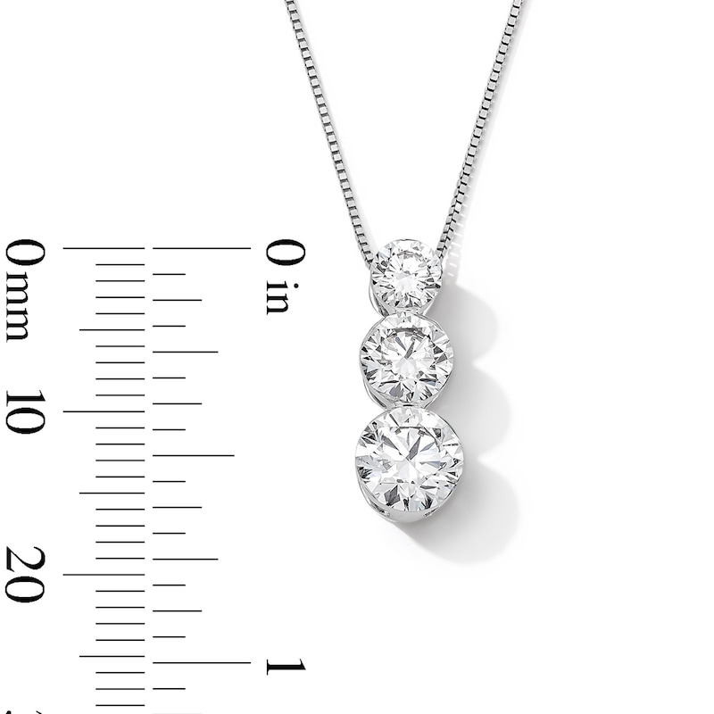 Main Image 3 of 2 CT. T.W. Certified Lab-Grown Diamond Graduated Three Stone Drop Pendant in 10K White Gold (F/VS2)