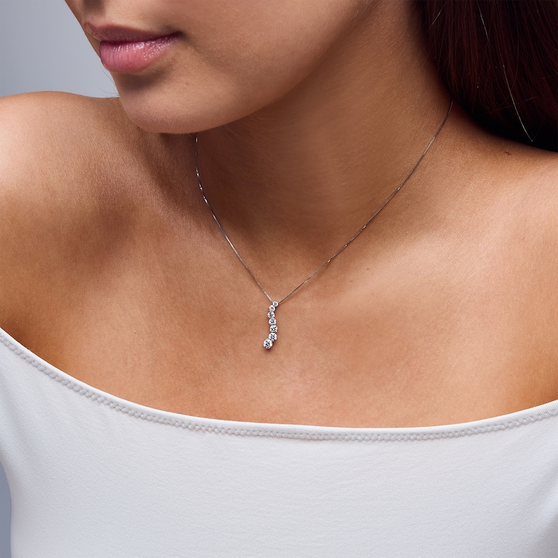 Main Image 2 of 1 CT. T.W. Lab-Grown Diamond Journey Pendant in 10K White Gold (F/VS2)
