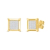 Thumbnail Image 1 of 1/3 CT. T.W. Square-Shaped Multi-Diamond Frame Stud Earrings in Sterling Silver with 10K Gold Plate