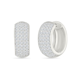 1 CT. T.W. Diamond Multi-Row Hoop Earrings in Sterling Silver