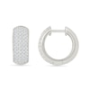 Thumbnail Image 2 of 1 CT. T.W. Diamond Multi-Row Hoop Earrings in Sterling Silver