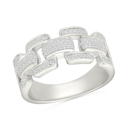 1/2 CT. T.W. Diamond Chain Link Ring in Sterling Silver