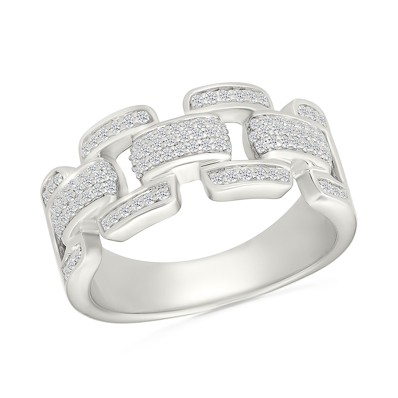 Main Image 1 of 1/2 CT. T.W. Diamond Chain Link Ring in Sterling Silver