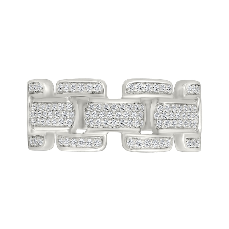 Main Image 2 of 1/2 CT. T.W. Diamond Chain Link Ring in Sterling Silver