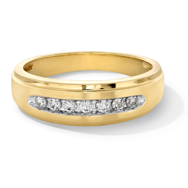 Main Image 1 of 1/4 CT. T.W. Diamond Seven Stone Stepped Edge Band in 10K Gold