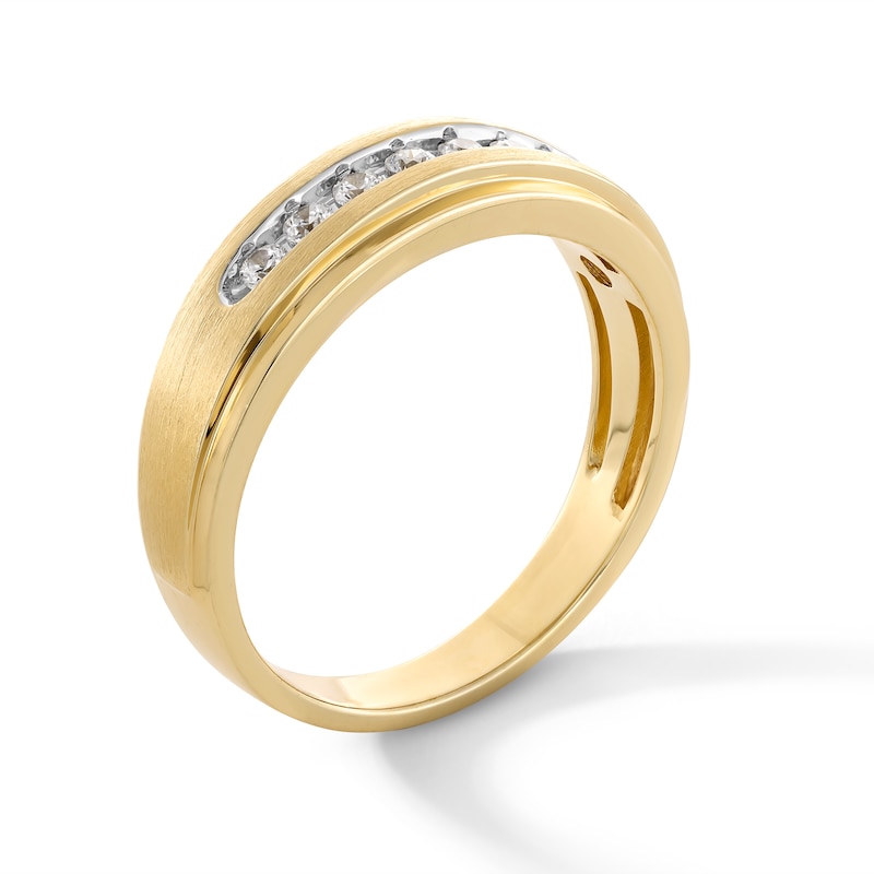 Main Image 3 of 1/4 CT. T.W. Diamond Seven Stone Stepped Edge Band in 10K Gold