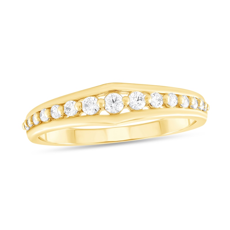 Main Image 1 of 1/5 CT. T.W. Diamond Graduated Contour Band in 10K Gold