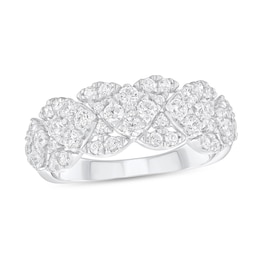 7/8 CT. T.W. Multi-Diamond Multi-Row Band in 10K White Gold