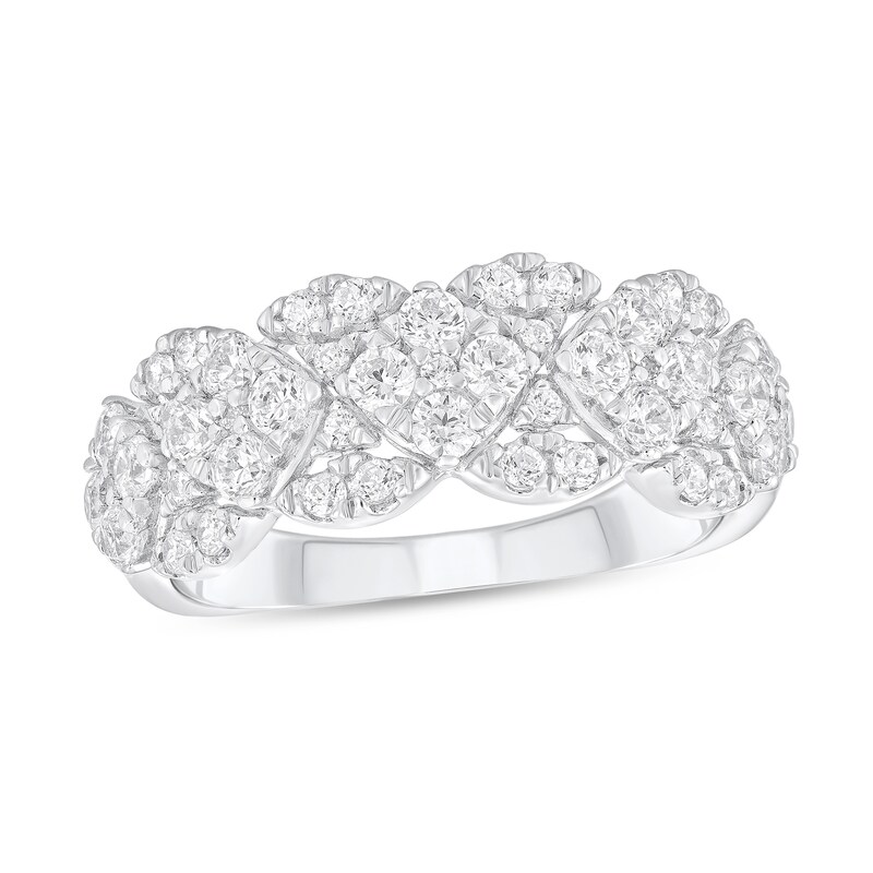 Main Image 1 of 7/8 CT. T.W. Multi-Diamond Multi-Row Band in 10K White Gold