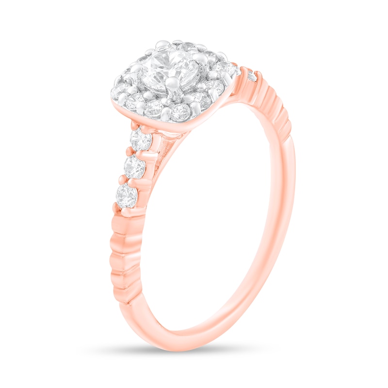 Main Image 2 of 5/8 CT. T.W. Diamond Cushion Frame Engagement Ring in 10K Rose Gold