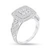 Thumbnail Image 2 of 7/8 CT. T.W. Quad Princess-Cut Diamond Double Cushion Frame Vintage-Style Engagement Ring in 10K White Gold