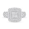 Thumbnail Image 3 of 7/8 CT. T.W. Quad Princess-Cut Diamond Double Cushion Frame Vintage-Style Engagement Ring in 10K White Gold