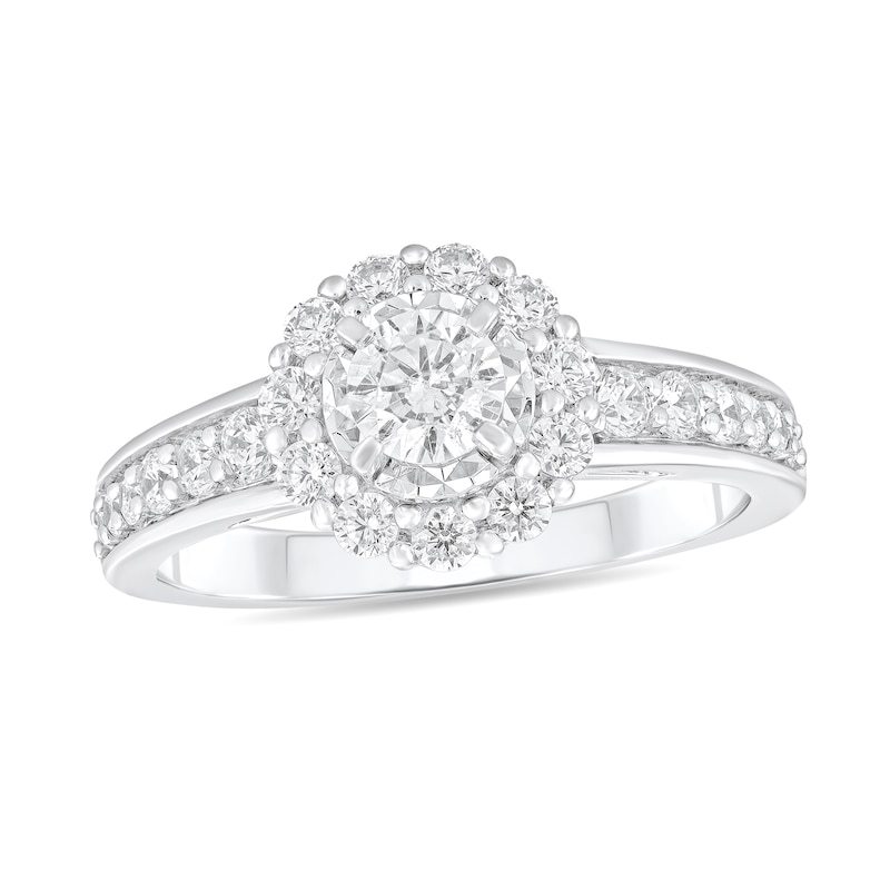 Main Image 1 of 7/8 CT. T.W. Diamond Frame Engagement Ring in 14K White Gold