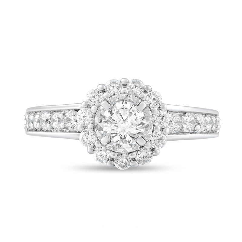 Main Image 3 of 7/8 CT. T.W. Diamond Frame Engagement Ring in 14K White Gold