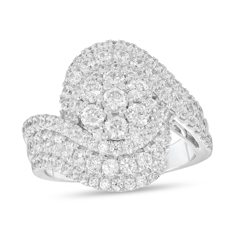 Main Image 1 of 1-7/8 CT. T.W. Multi-Diamond Triple Row Bypass Shank Engagement Ring in 14K White Gold