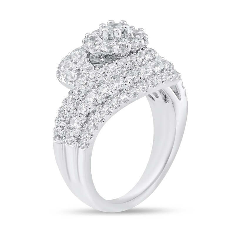 Main Image 2 of 1-7/8 CT. T.W. Multi-Diamond Triple Row Bypass Shank Engagement Ring in 14K White Gold