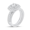 Thumbnail Image 2 of 1-1/5 CT. T.W. Diamond Double Cushion Frame Three Piece Bridal Set in 10K White Gold