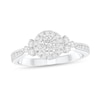 Thumbnail Image 1 of 1/2 CT. T.W. Diamond Frame Tri-Sides Tapered Shank Engagement Ring in 14K White Gold