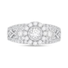 Thumbnail Image 3 of 7/8 CT. T.W. Diamond Frame Three Stone Split Shank Engagement Ring in 14K White Gold