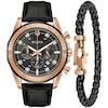 Thumbnail Image 2 of Men's Bulova Diamond Accent Two-Tone IP Leather Strap Chronograph Watch and Bracelet Box Set (Model: 98K117)