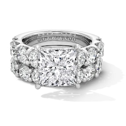 Grand Opulence 10 CT. T.W. Princess-Cut Certified Lab-Grown Diamond Bridal Set in 14K White Gold (F/VS2)