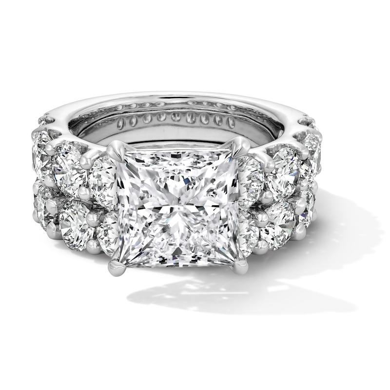 Main Image 1 of Grand Opulence 10 CT. T.W. Princess-Cut Certified Lab-Grown Diamond Bridal Set in 14K White Gold (F/VS2)