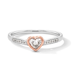 1/3 CT. T.W. Heart-Shaped Certified Lab-Grown Diamond Promise Ring in 10K Two-Tone Gold (F/SI2)