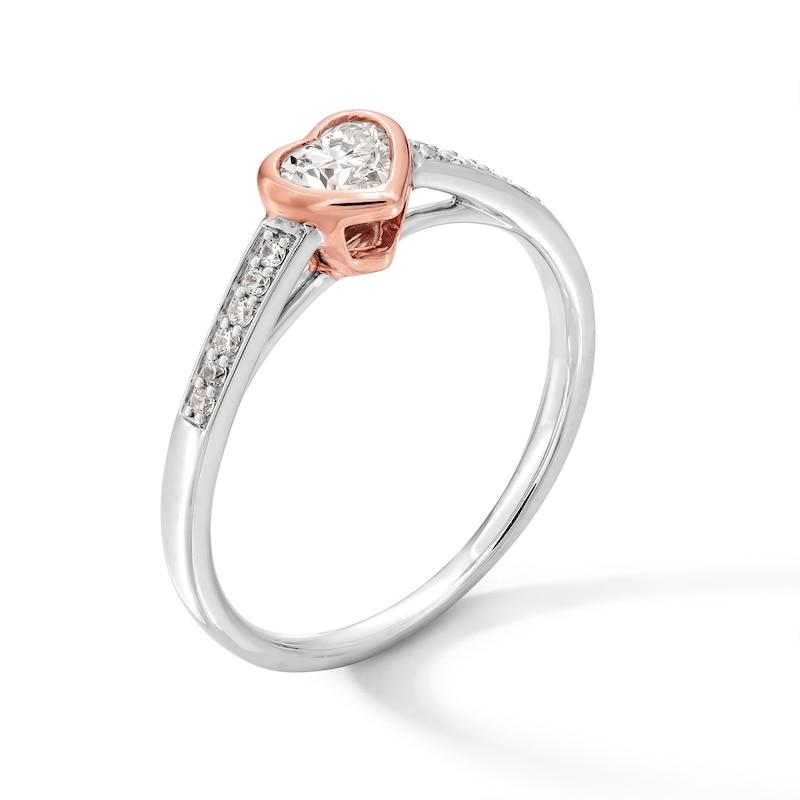 Main Image 2 of 1/3 CT. T.W. Heart-Shaped Certified Lab-Grown Diamond Promise Ring in 10K Two-Tone Gold (F/SI2)