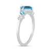 Thumbnail Image 2 of Emerald and Marquise-Cut Swiss Blue Topaz with White Lab-Created Sapphire Ring in Sterling Silver