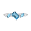 Thumbnail Image 3 of Emerald and Marquise-Cut Swiss Blue Topaz with White Lab-Created Sapphire Ring in Sterling Silver