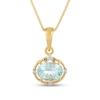Thumbnail Image 1 of Oval Aquamarine and Diamond Accent Vintage-Style Pendant in Sterling Silver with 14K Gold Plate
