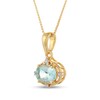 Thumbnail Image 2 of Oval Aquamarine and Diamond Accent Vintage-Style Pendant in Sterling Silver with 14K Gold Plate