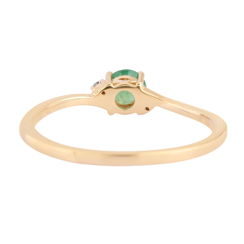 Main Image 3 of 4.0mm Emerald and Diamond Accent Bypass Shank Ring in 10K Gold