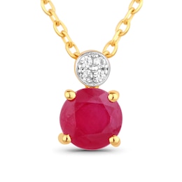 5.0mm Certified Ruby and Diamond Accent Pendant in 10K Gold