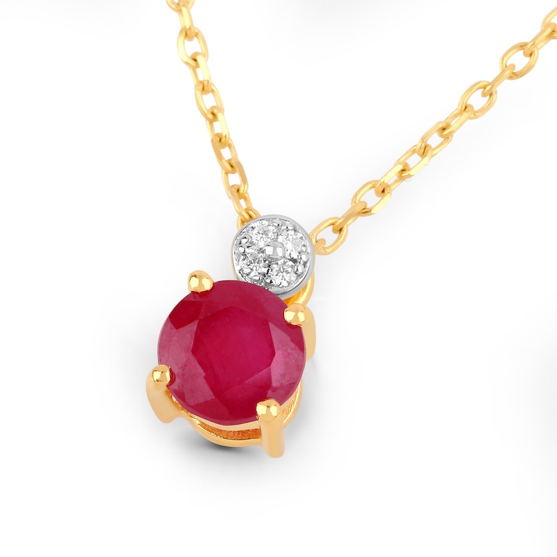 Main Image 2 of 5.0mm Certified Ruby and Diamond Accent Pendant in 10K Gold