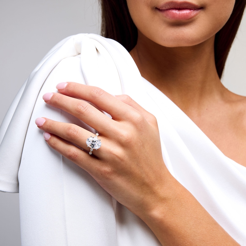Main Image 2 of 7 CT. T.W. Oval Certified Lab-Grown Diamond Scallop Shank Engagement Ring in 14K Gold (F/VS2)